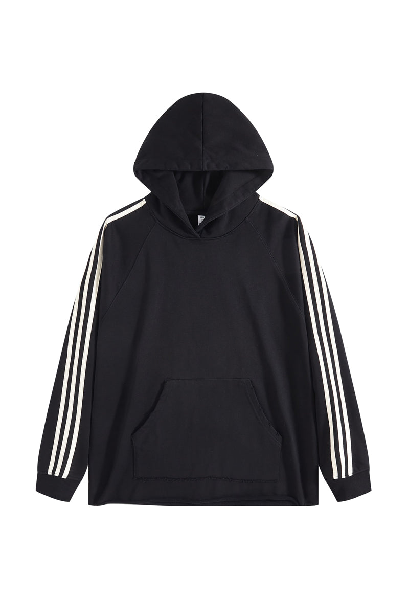 Side Stripe Distressed Hoodie