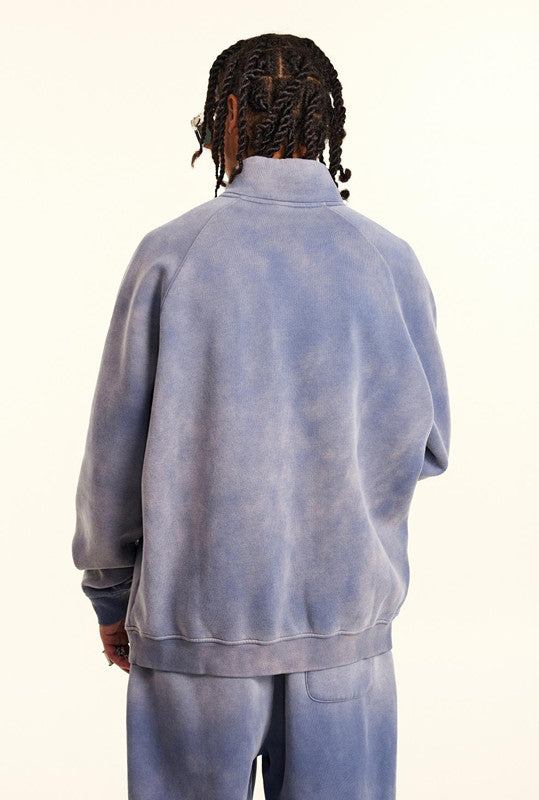 332GSM Spray Washed Raglan Sleeve 1/4 Zip Sweatshirt