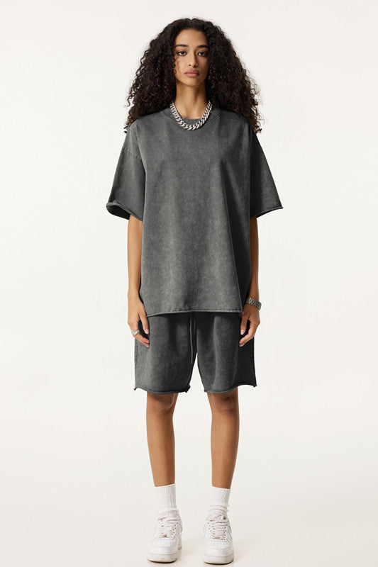 285GSM Distressed Fried Snowflakes Washed Tee
