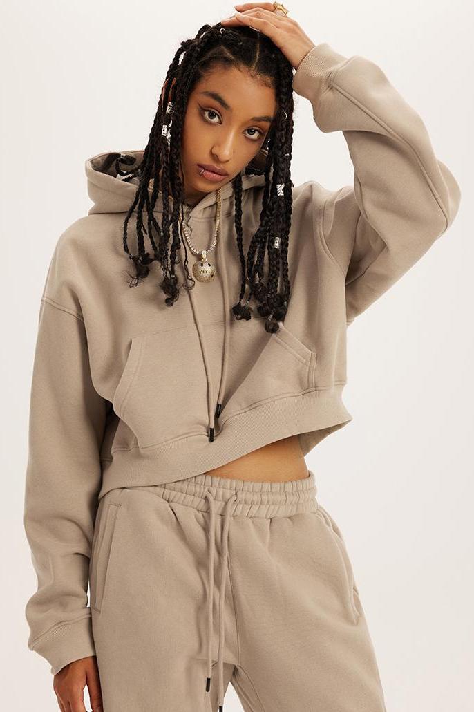 Basic Fleece Crop Hoodie