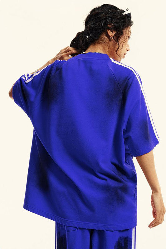300GSM Dirty Effect Stripe Side Tee
