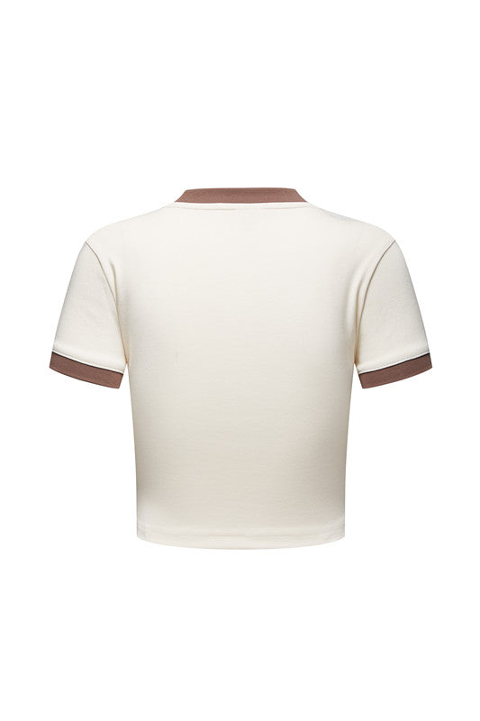220GSM Color Contrast Crop Tee