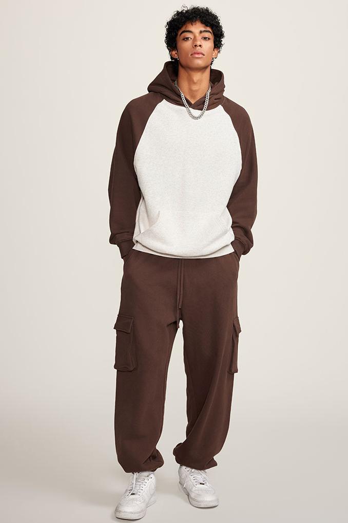 Contrast Sleeve Fleece Hoodie