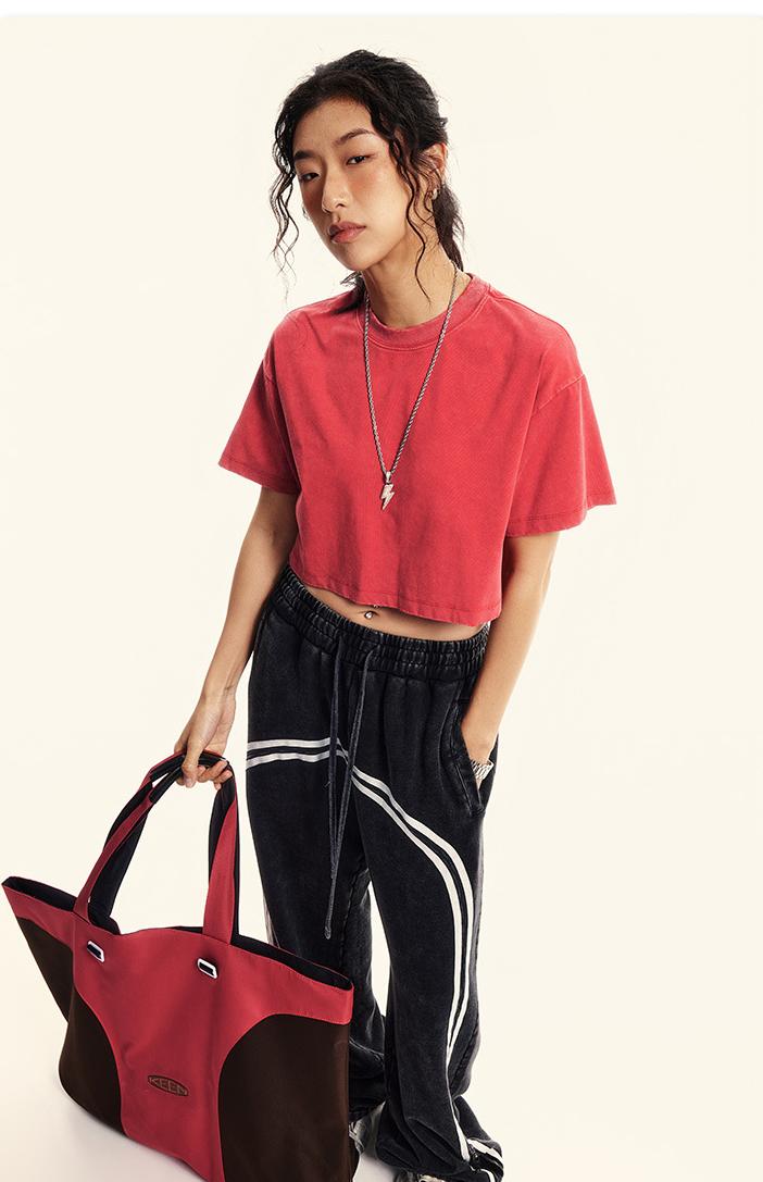 230GSM Stone Washed Crop Tee