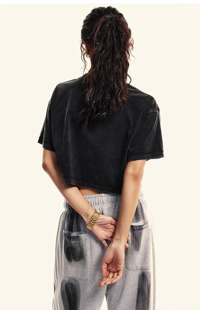 230GSM Stone Washed Crop Tee