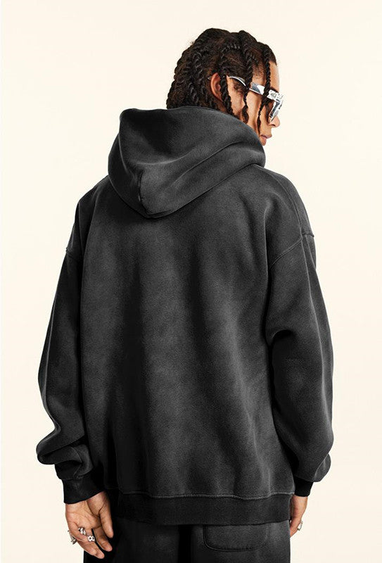 332GSM Spray Washed Fleece Zipper Hoodie