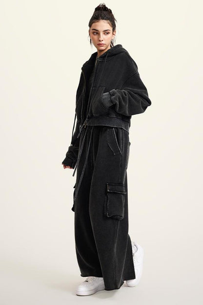 Washed Fleece Zipper Jacket