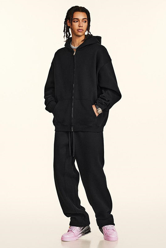 345GSM Fleece Solid Color Zipper Jacket