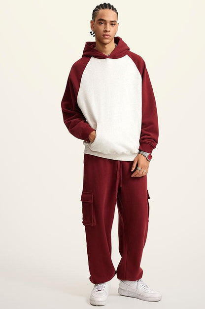 Contrast Sleeve Fleece Hoodie