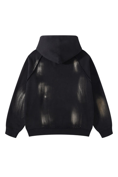 Washed Distressed Fleece Hoodie