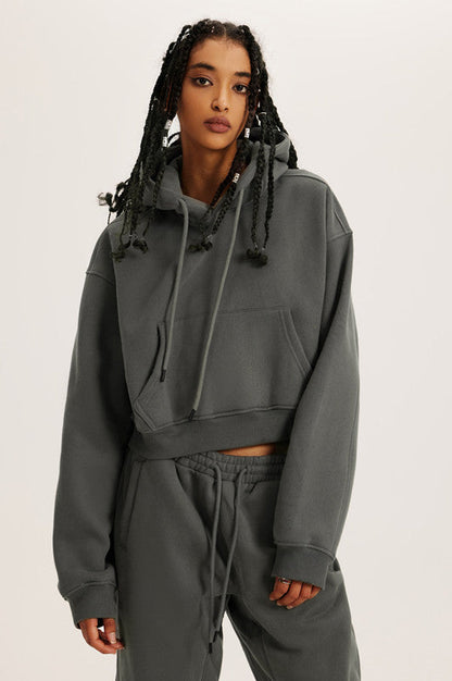 Basic Fleece Crop Hoodie