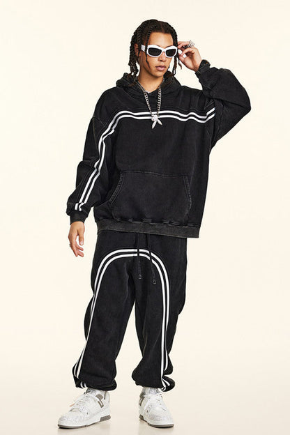 332GSM Stripe Designed Fleece Hoodie