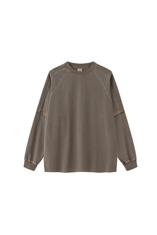 260GSM Stripe Side Pigment dyed Long Sleeve Crew