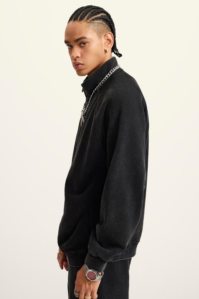 Washed Fleece Zipper Jacket