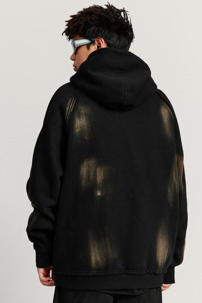 Washed Distressed Fleece Hoodie
