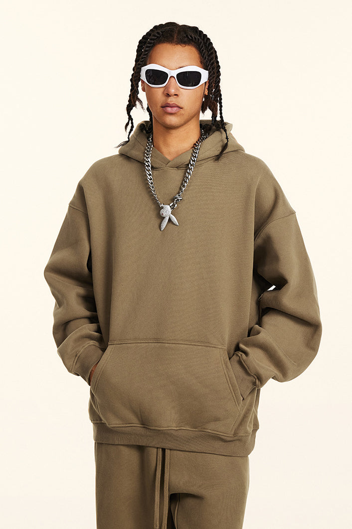 345GSM Fleece Solid Oversized Hoodie