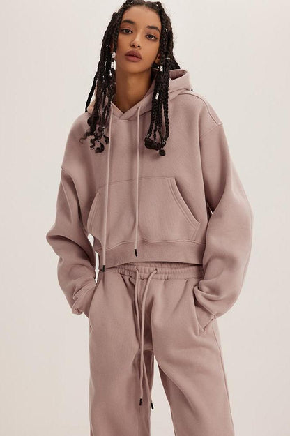 Basic Fleece Crop Hoodie