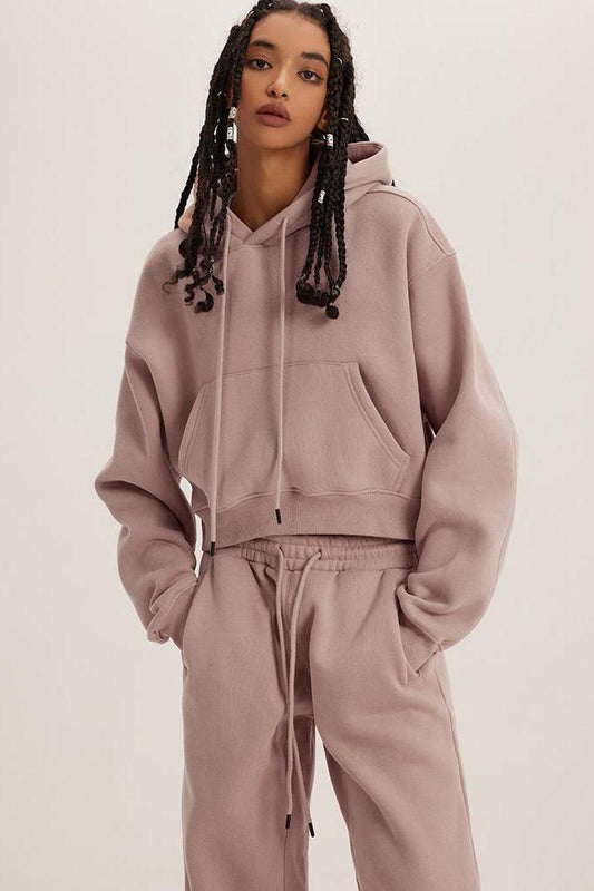 Basic Fleece Crop Hoodie