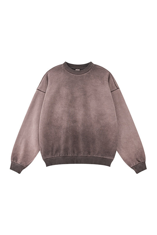 100% Cotton 380GSM Gradient Washed Long Sleeve Crew