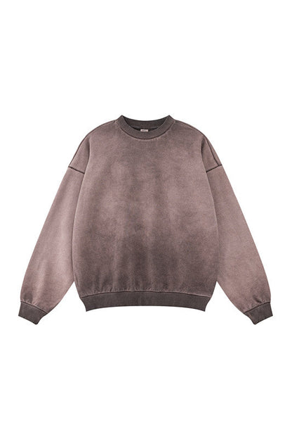 100% Cotton 380GSM Gradient Washed Long Sleeve Crew