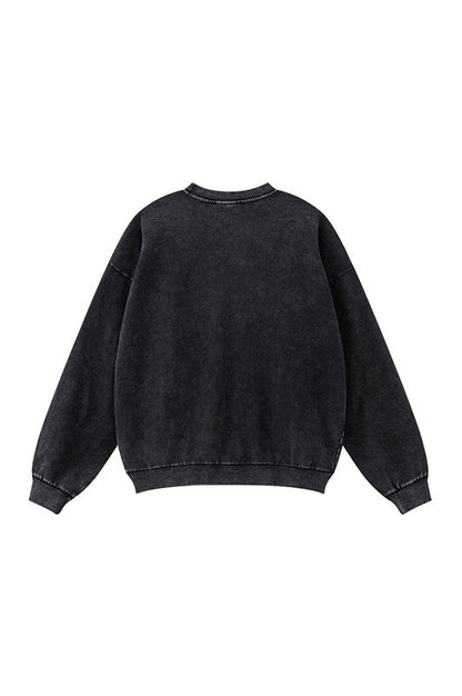 100% Cotton 380GSM Gradient Washed Long Sleeve Crew