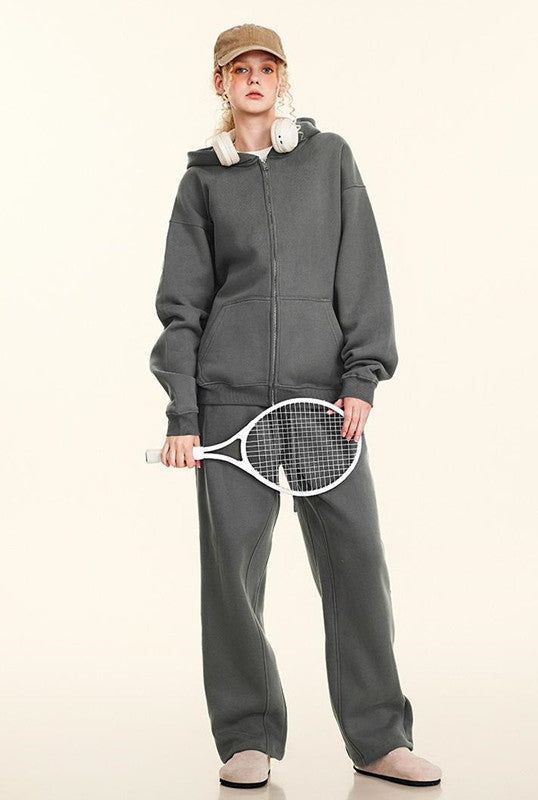 345GSM Fleece Solid Color Zipper Jacket