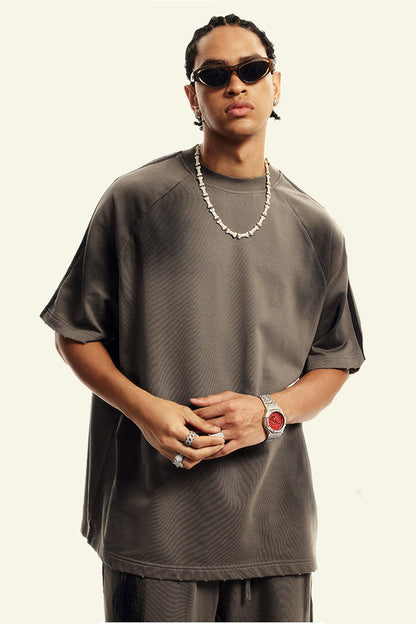300GSM Dirty Effect Stripe Side Tee