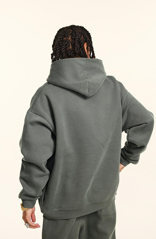 345GSM Solid Color Zipper Pockets Hoodie