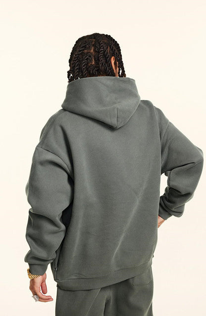 345GSM Solid Color Zipper Pockets Hoodie