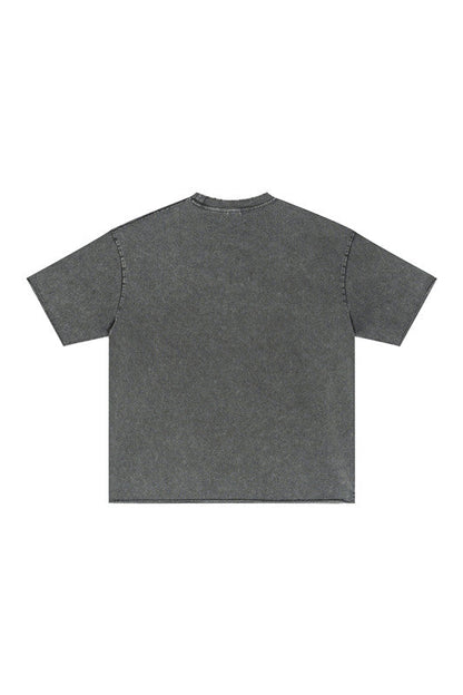 285GSM Distressed Fried Snowflakes Washed Tee
