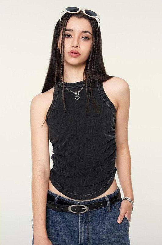 235GSM Ruched Coolness Material Washed Vest