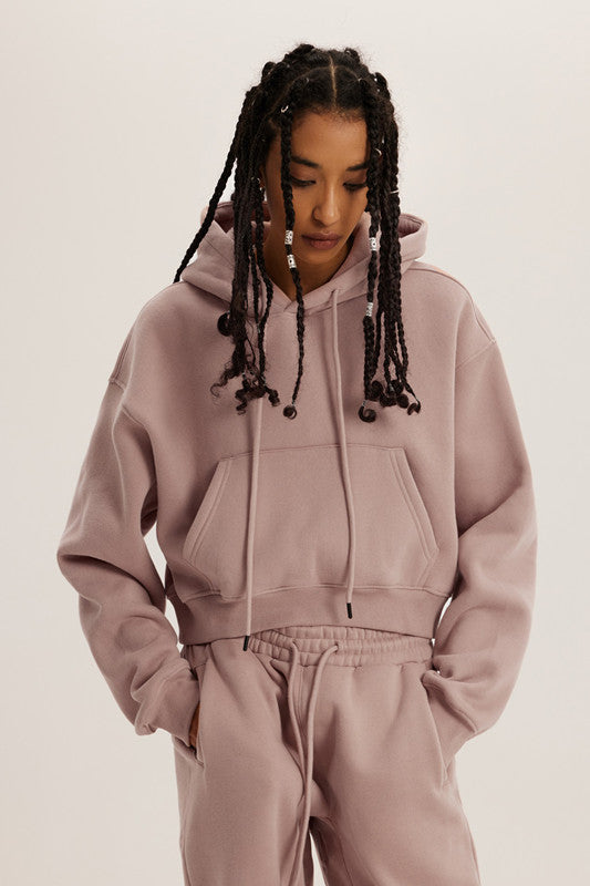 Basic Fleece Crop Hoodie