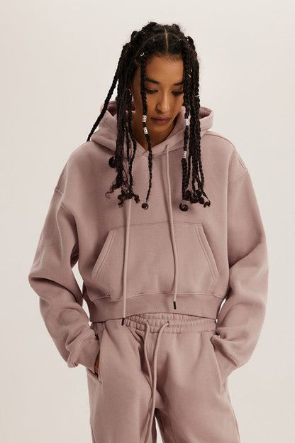 Basic Fleece Crop Hoodie