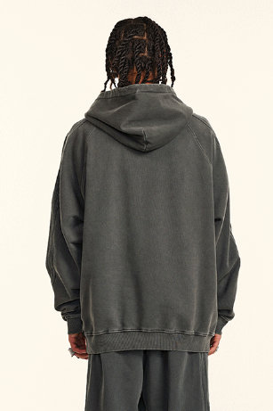 410GSM Stripe Side Pigment Dyed Hoodie