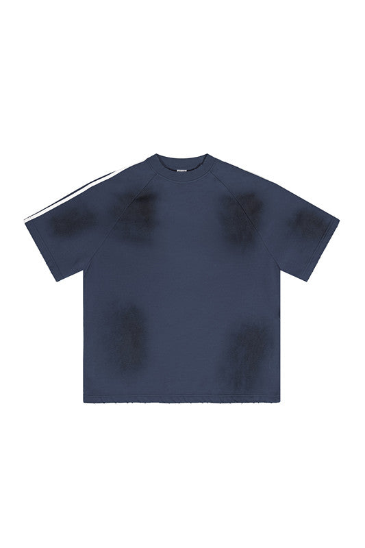 300GSM Dirty Effect Stripe Side Tee