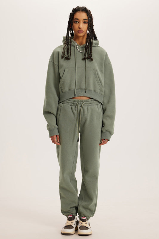 Basic Fleece Crop Hoodie