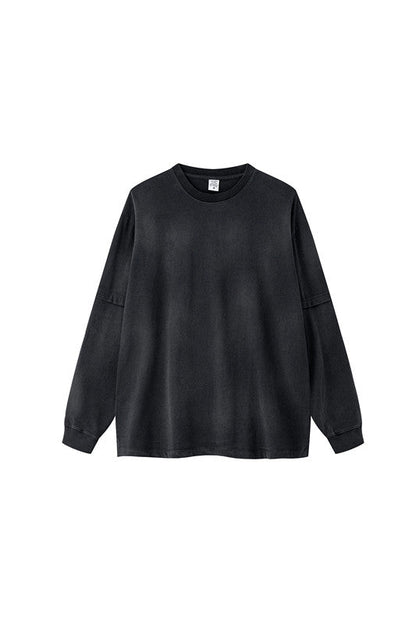 280GSM Spray Washed Splice Sleeve Crew