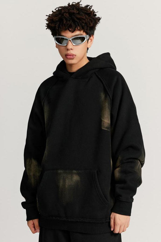 Washed Distressed Fleece Hoodie