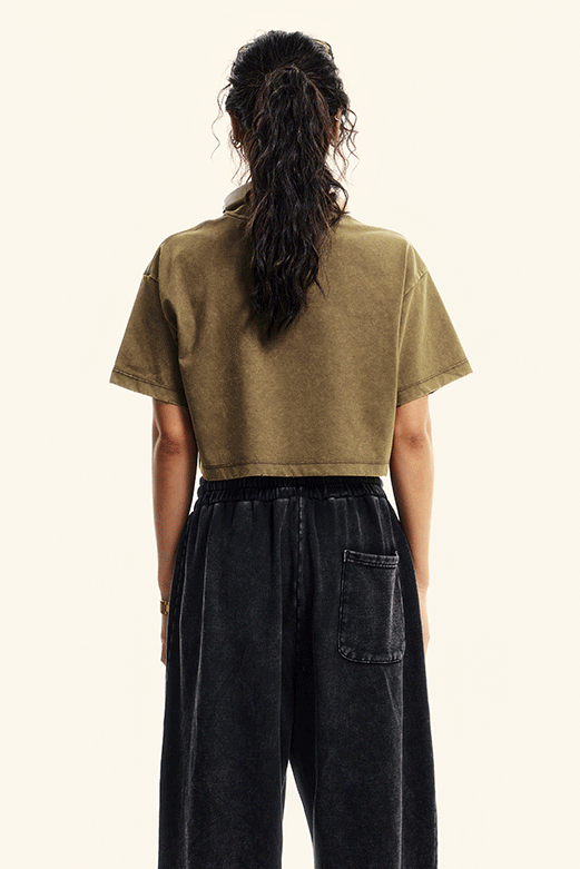 230GSM Stone Washed Crop Tee