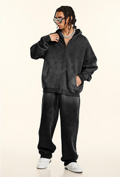 332GSM Spray Washed Fleece Zipper Hoodie