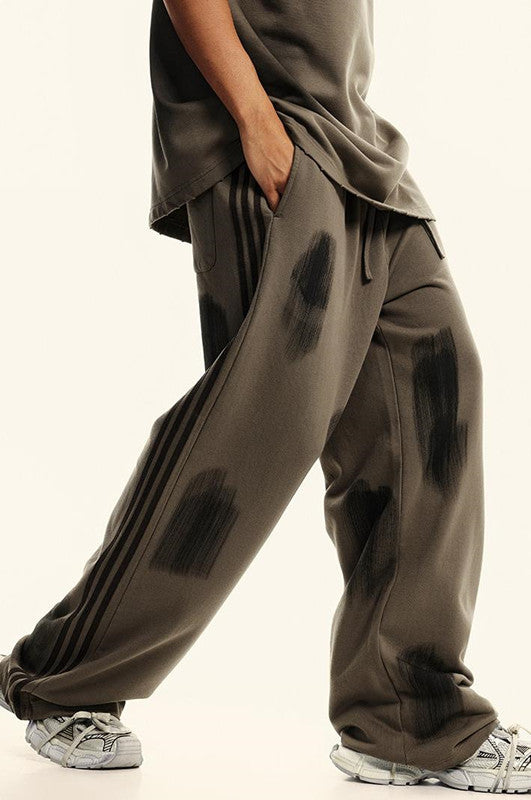380GSM Brush Dyed Stripe Side Sweatpants