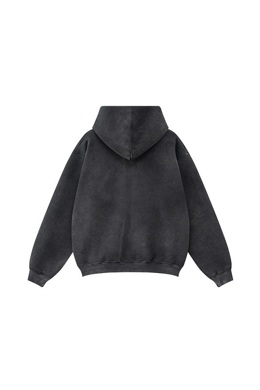 332GSM Spray Washed Fleece Zipper Hoodie