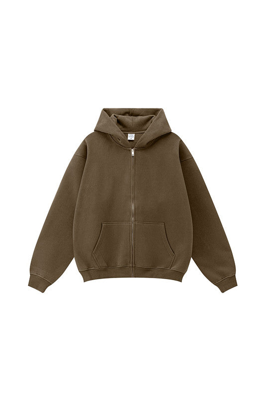 345GSM Fleece Solid Color Zipper Jacket