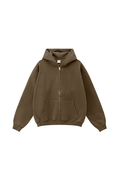 345GSM Fleece Solid Color Zipper Jacket