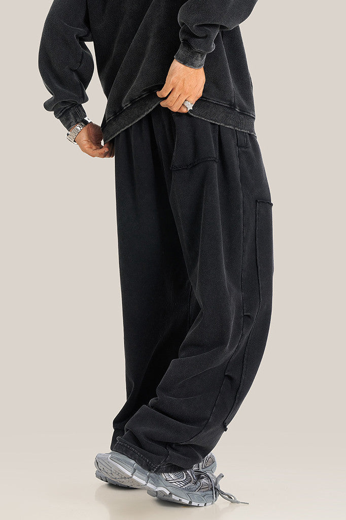 332GSM Patchwork Wash Out Fleece Sweatpants