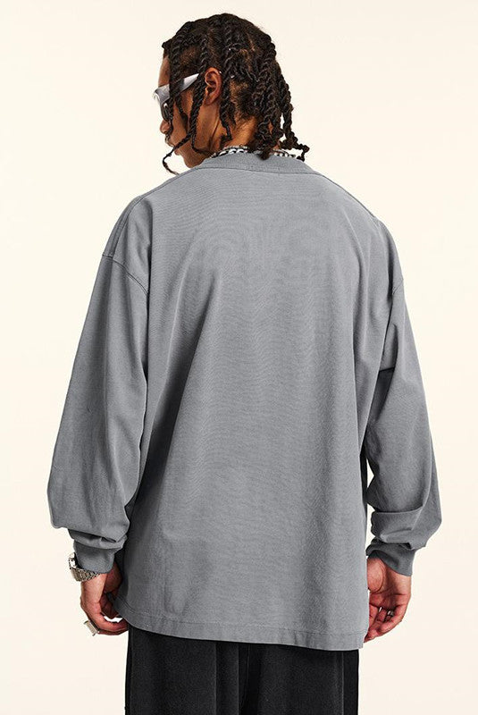 100% Cotton 250GSM Pigment Dyed Long Sleeve Crew
