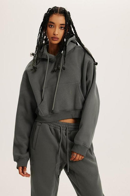 Basic Fleece Crop Hoodie