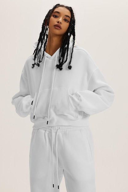 Basic Fleece Crop Hoodie
