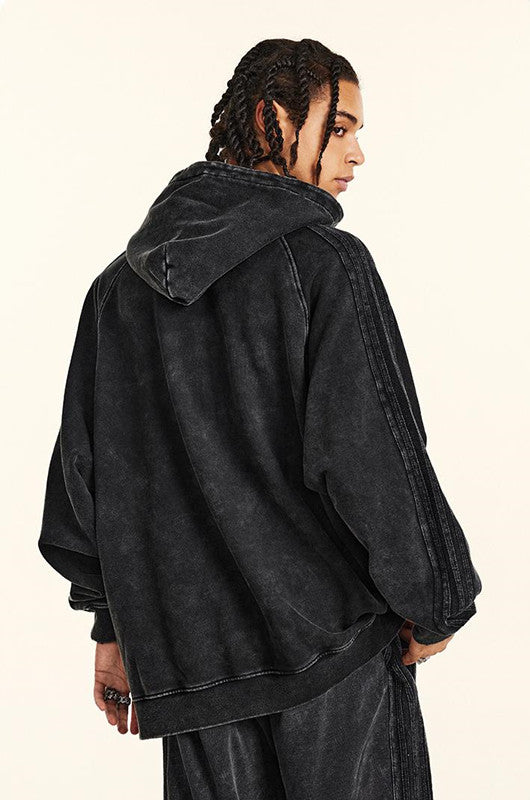 410GSM Stripe Side Pigment Dyed Hoodie