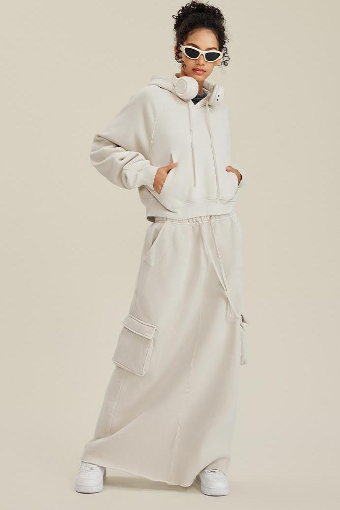 Fleece Pigment Dyed Crop Hoodie